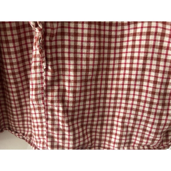 J. Crew Women’s XXL Red Plaid Ruffle Boho Hippie Cottage Square Neck Cropped - Picture 4 of 10